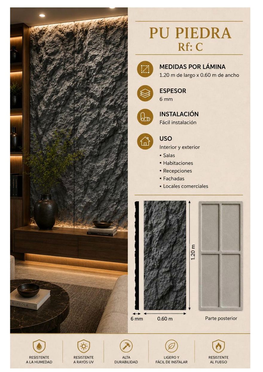 Panel PU — PU Piedra Rf C (Ficha · 6 mm)