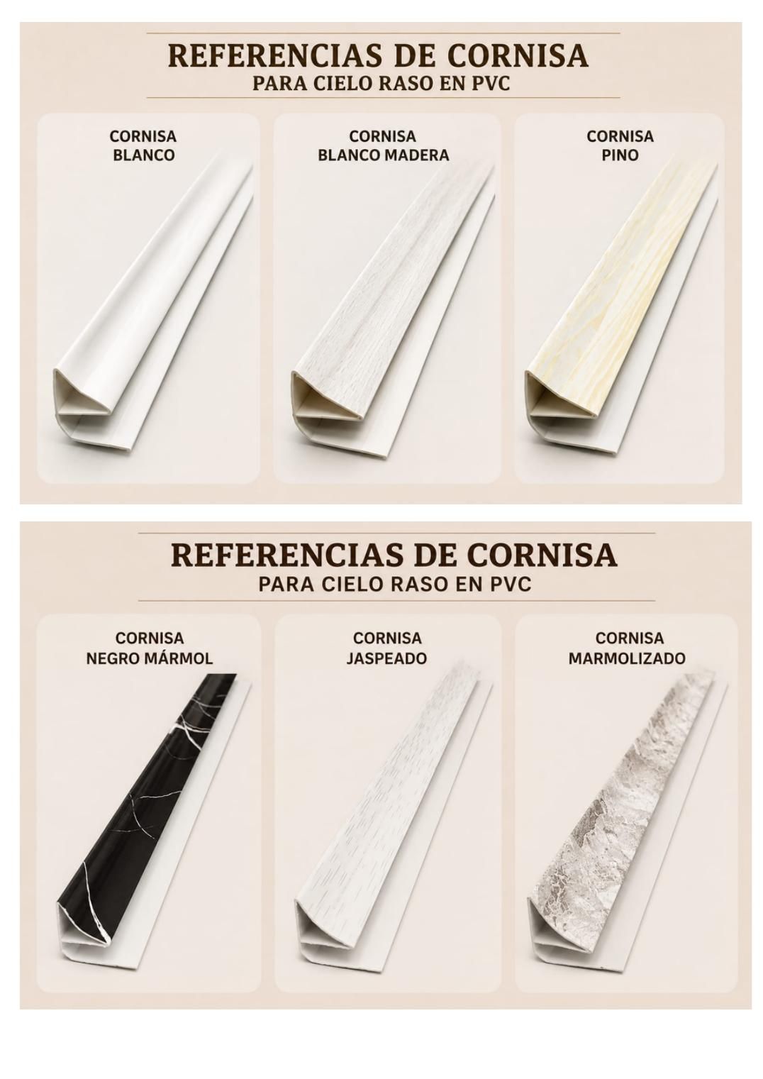 Cornisas para Cielo Raso PVC